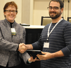 Tom Hynes accepting the 2105 Applications Award on behalf of the Ulster County GIS program for the re-launch of Ulster County’s REConnect, an Interactive Web-Mapping Tool.